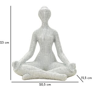 Donnina Yoga Silver Dekorfigur Polyresin Weiß Silber 20,5x15,5x23 cm
