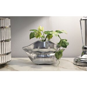 Mauro Ferretti Vase Mundlippe 23x8x12 cm silber