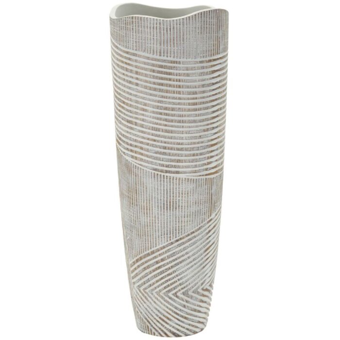 Mauro Ferretti Vase Holzig Ø 19x55 cm weißwäsche