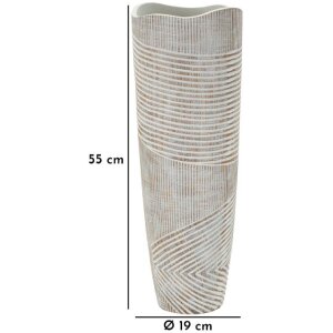 Mauro Ferretti Vase Holzig Ø 19x55 cm weißwäsche