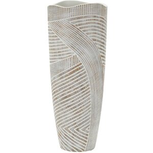 Mauro Ferretti Vase Holzig Ø 18x45 cm weißwäsche