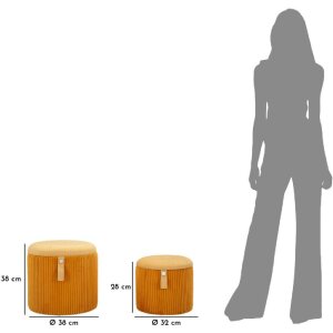 Bolzano Комплект пуфов с ящиком для хранения, горчичный, 2 шт.