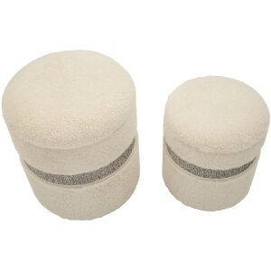 Saint-Moritz Puff-Set 2-teilig Creme Ø40x47 cm Ø32x38 cm mit Stauraum