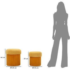 Комплект пуфов Aspen с местом для хранения Горчичный 2 шт.