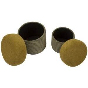 Aspen Комплект пуфов с хранением зеленый 2 шт Ø42x44см Ø35x37см Велюр