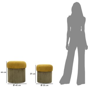 Aspen Комплект пуфов с хранением зеленый 2 шт Ø42x44см Ø35x37см Велюр