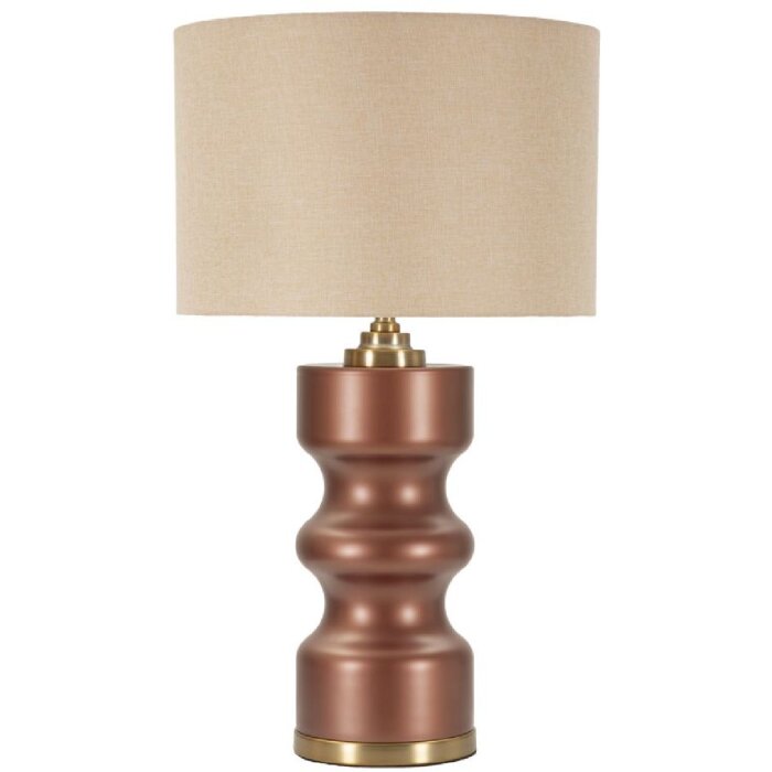 Rosenthal Tischlampe Glas Braun Gold Ø40.5x69.5cm E27 max 40W Stoffschirm