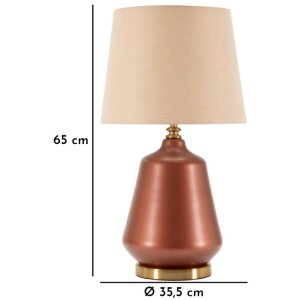 Rosenthal Tischlampe Glas Braun Gold Ø35.5x65cm E27 max 40W Textilschirm