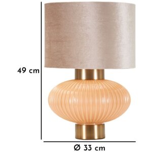 Perly Tischlampe Ø33x49 cm Glas Eisen Stoff Perlmutt Gold E27 max 40W