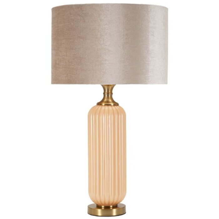 Perly Настольная лампа с рифленым стеклянным основанием, перламутр и золото, 35,5x64 см