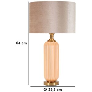 Perly Настольная лампа с рифленым стеклянным основанием, перламутр и золото, 35,5x64 см