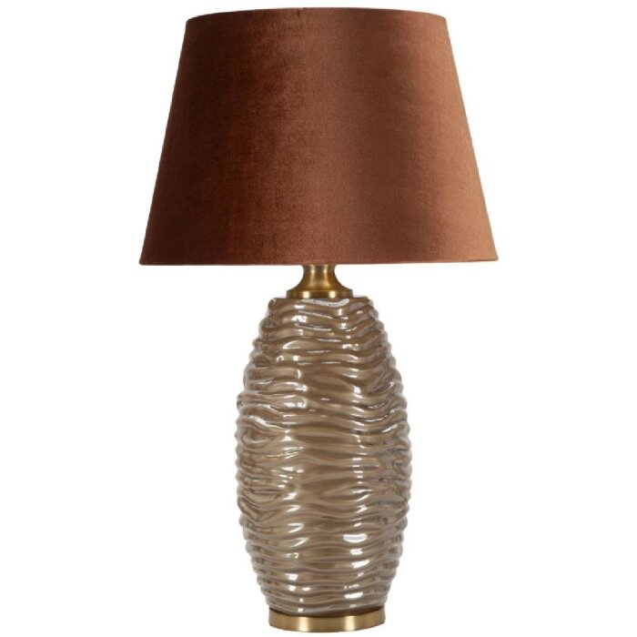 Prague Tischleuchte Glas Eisen Stoff Braun Gold Ø45.5x79cm E27 max40W