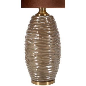 Prague Tischleuchte Glas Eisen Stoff Braun Gold Ø45.5x79cm E27 max40W