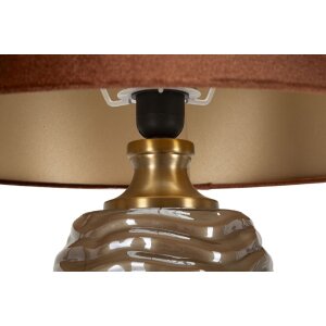 Prague Tischleuchte Glas Eisen Stoff Braun Gold Ø45.5x79cm E27 max40W