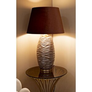 Prague Tischleuchte Glas Eisen Stoff Braun Gold Ø45.5x79cm E27 max40W