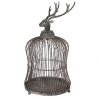 Clayre & Eef Dekorativer Vogelkäfig Hirschkopf Antik-Grau Ø26x50cm Vintage