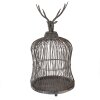 Clayre & Eef Dekorativer Vogelkäfig Hirschkopf Antik-Grau Ø26x50cm Vintage