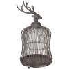Clayre & Eef Dekorativer Vogelkäfig Hirschkopf Antik-Grau Ø26x50cm Vintage