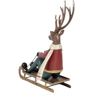 Clayre & Eef Декофигура Олень на санях 27x10x31 см