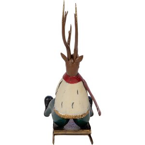 Clayre & Eef Декофигура Олень на санях 27x10x31 см