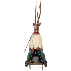 Clayre & Eef Декоративная фигурка оленя на санях 30х12х32 см коричневая