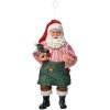 Clayre & Eef 66241 Weihnachtsmann Dekofigur hängend 17 cm Rot Grün Weiß