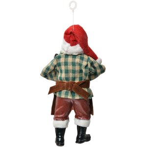 Clayre & Eef Weihnachtsanhänger Weihnachtsmann 9x6x17 cm Rot Textil Kunststoff