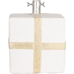 Clayre & Eef 6MG0116 Weihnachtsbaumständer Geschenkbox Weiß Gold 26x24x33cm
