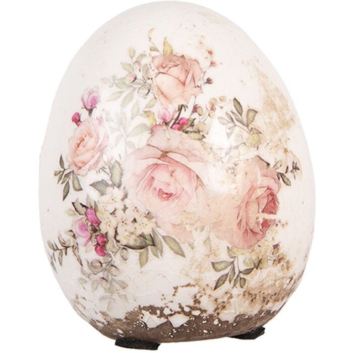 Clayre & Eef Deko Ei Rosenmotiv Keramik Ø 7x9 cm Vintage Shabby Chic