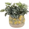 Clayre & Eef Blumentopf Zitronenmotiv Ø19x15cm Stein mediterran