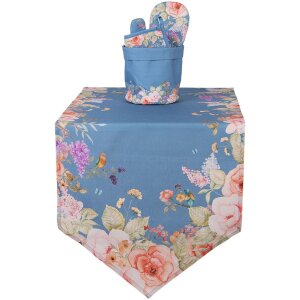 Clayre & Eef FFA50BL Brotkörbchen Blau Ø 15x16 cm Baumwolle Blumenmuster