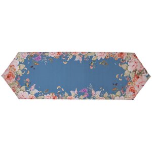 Clayre & Eef Tischläufer 50x160 cm Blau Floral...