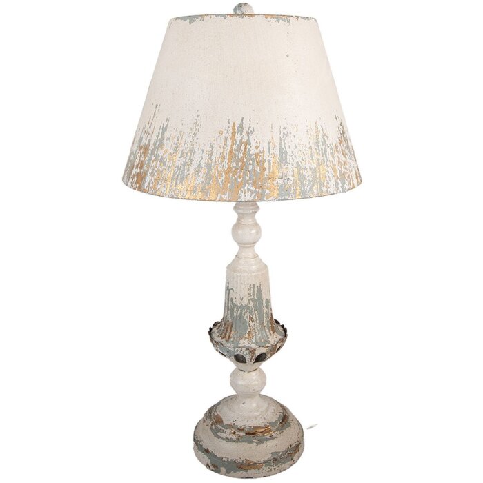 Clayre & Eef Tischlampe Vintage Ø36x70cm Beige Grau Gold E27 60W Metall