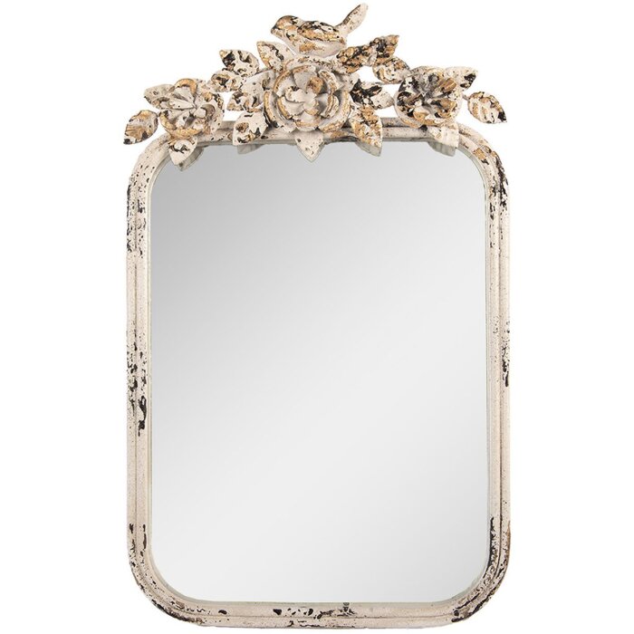 Clayre & Eef 62S332 Tischspiegel Antik-Beige 27x5x45 cm Vintage Rosen Dekor