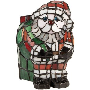 LumiLamp Tiffany Tischlampe Weihnachtsmann Glas 17x11x22...