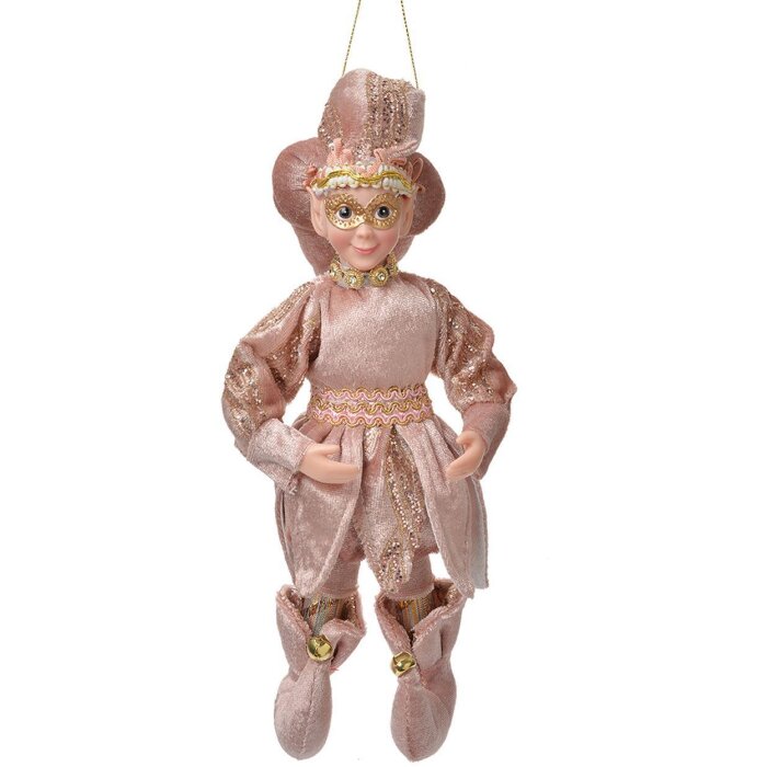 Clayre & Eef Deko-Anhänger Elfe rosa gold 10x8x28 cm Weihnachtsdeko