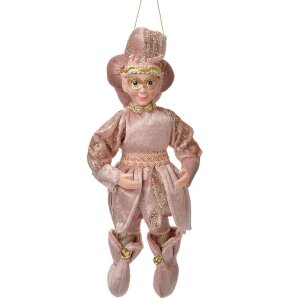 Clayre & Eef Deko-Anhänger Elfe rosa gold 10x8x28 cm Weihnachtsdeko