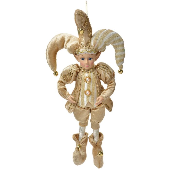 Clayre & Eef Декоративная подвеска Эльф Бежевый/Золотой 14x10x38 см