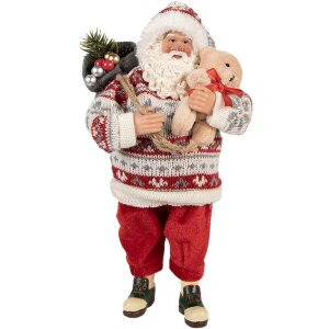 Clayre & Eef 66232 Weihnachtsmann Dekofigur Rot...