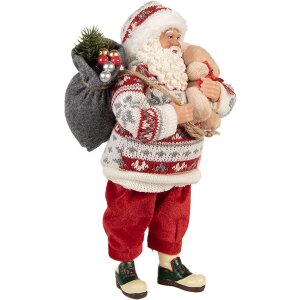 Clayre & Eef 66232 Weihnachtsmann Dekofigur Rot...