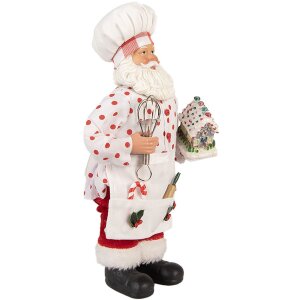 Clayre & Eef Weihnachtsmann-Dekoration Weiß Rot 15x10x28 cm