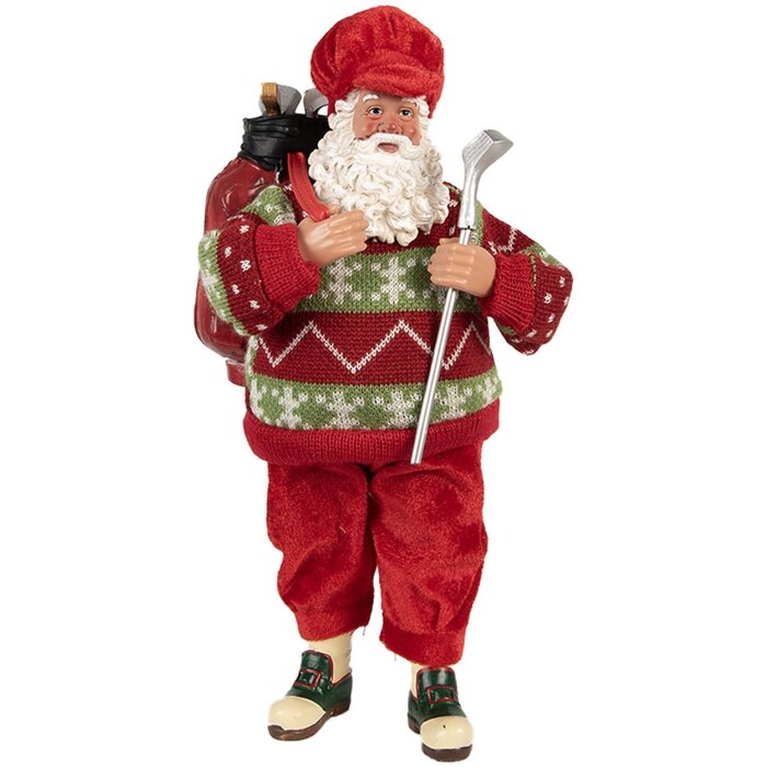 Clayre & Eef Декофигура Дед Мороз "Гольф" 15x10x28 см