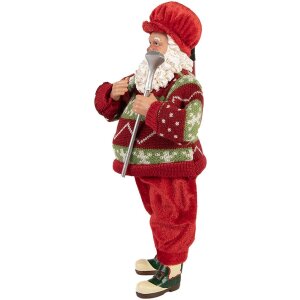 Clayre & Eef Декофигура Дед Мороз "Гольф" 15x10x28 см