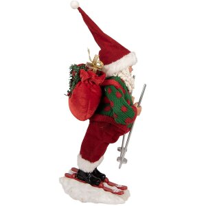 Clayre & Eef Weihnachtsmann auf Skiern Rot Grün...