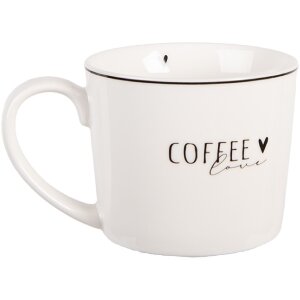 Clayre & Eef BHSMU0003 Becher 12x8x7 cm Weiß & Schwarz 275 ml