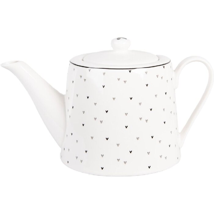 Clayre & Eef BHSTE Чайник 1000 мл Белый Черный 23x14x14 см