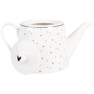 Clayre & Eef BHSTE Чайник 1000 мл Белый Черный 23x14x14 см