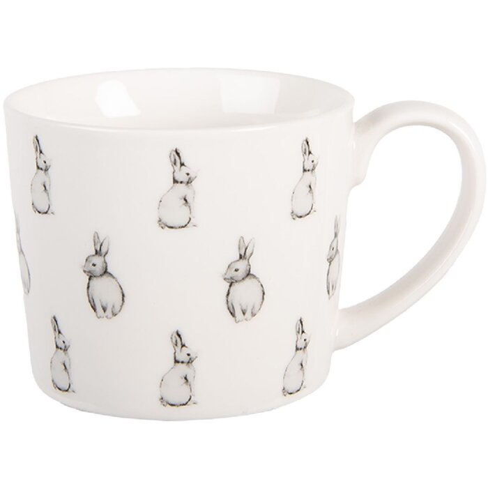 Clayre & Eef BNSMU Becher 12x8x7 cm 275 ml Weiß Schwarz Porzellan