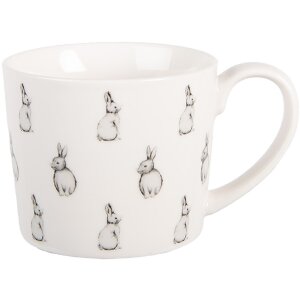 Clayre & Eef BNSMU Becher 12x8x7 cm 275 ml Weiß Schwarz Porzellan