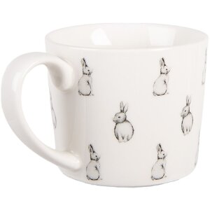 Clayre & Eef BNSMU Becher 12x8x7 cm 275 ml Weiß Schwarz Porzellan